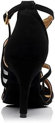 Heeled Sandals for Women Women's Ballroom Dance Shoes, Social Dance Shoes, Black Latin Dance Shoes, Adult high-Heel Dance Shoes, mid-Heel Dance Sandals, Soft Sole Fashion (Size : 6.5)