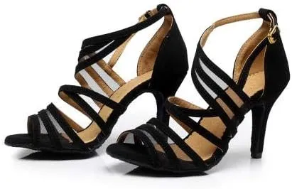 Heeled Sandals for Women Women's Ballroom Dance Shoes, Social Dance Shoes, Black Latin Dance Shoes, Adult high-Heel Dance Shoes, mid-Heel Dance Sandals, Soft Sole Fashion (Size : 6.5)