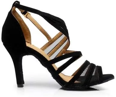Heeled Sandals for Women Women's Ballroom Dance Shoes, Social Dance Shoes, Black Latin Dance Shoes, Adult high-Heel Dance Shoes, mid-Heel Dance Sandals, Soft Sole Fashion (Size : 6.5)