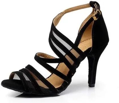 Heeled Sandals for Women Women's Ballroom Dance Shoes, Social Dance Shoes, Black Latin Dance Shoes, Adult high-Heel Dance Shoes, mid-Heel Dance Sandals, Soft Sole Fashion (Size : 6.5)