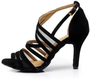 Heeled Sandals for Women Women's Ballroom Dance Shoes, Social Dance Shoes, Black Latin Dance Shoes, Adult high-Heel Dance Shoes, mid-Heel Dance Sandals, Soft Sole Fashion (Size : 6.5)
