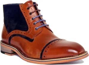 Hi Dennis A-Hi Suede Combo Brogue Wing T (Size 13, Brown Blue)