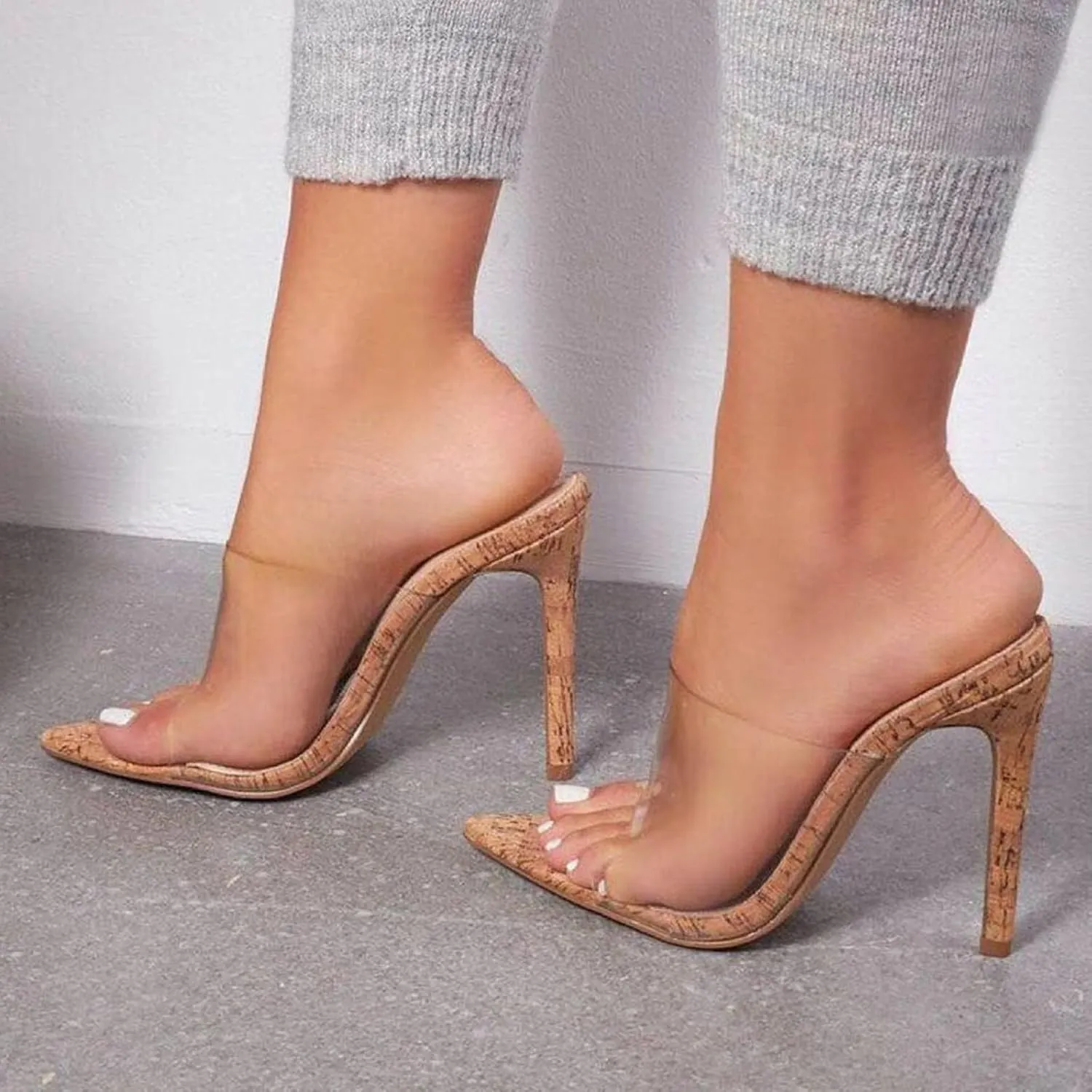 High Heels Pumps Women's Pointed Toe Transparent Stiletto High Heels