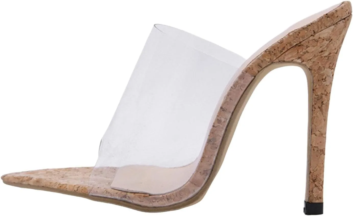 High Heels Pumps Women's Pointed Toe Transparent Stiletto High Heels