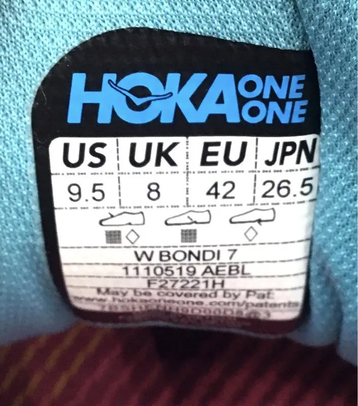 Hoka One One Women's Bondi 7 Blue Running Athletic Shoes - Size 9.5