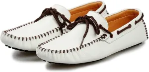 HOOENG Driving Moccasins Smoking Loafer for Men Deck Shoes Design Round Toe Genuine Leather 1-Eye Flexible Comfortable Soft Flat Heel Resistant Walking