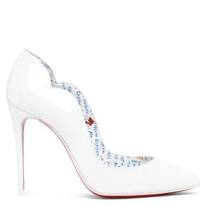 Hot Chick 100 white patent pumps