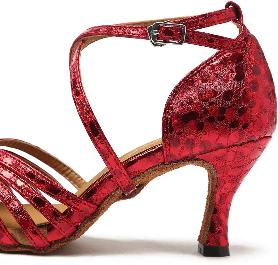 HROYL Dance Shoes for Women Latin Dance Shoes Women Ballroom Tango High Heel Women Dance Shoes,YCL226