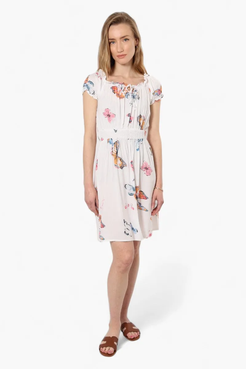 Impress Floral Cap Sleeve Day Dress - White
