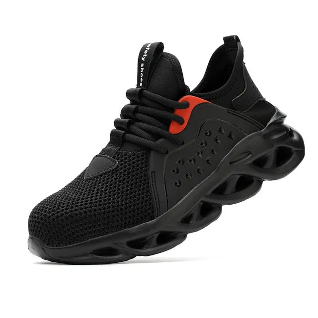 JACKSHIBO  Work Safety Shoes For Men Summer Breathable Boots Working Steel Toe Anti-Smashing Construction Safety Work Sneakers