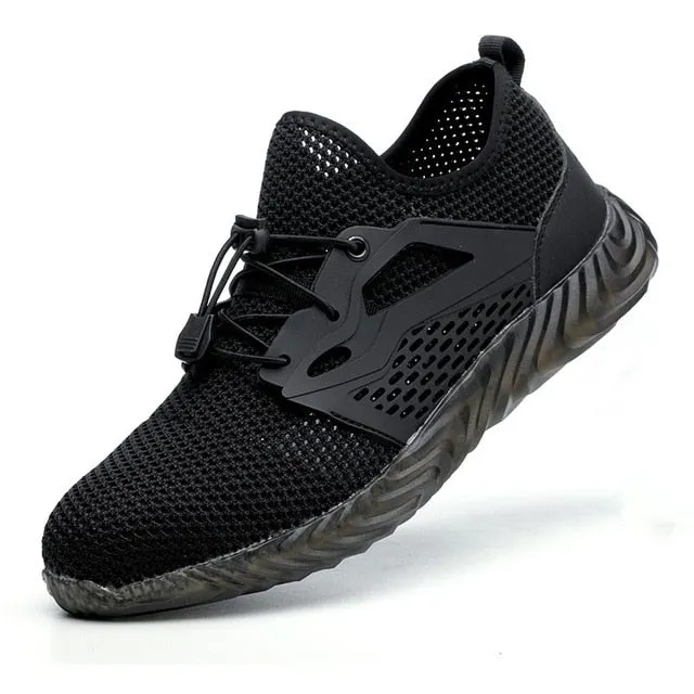 JACKSHIBO  Work Safety Shoes For Men Summer Breathable Boots Working Steel Toe Anti-Smashing Construction Safety Work Sneakers
