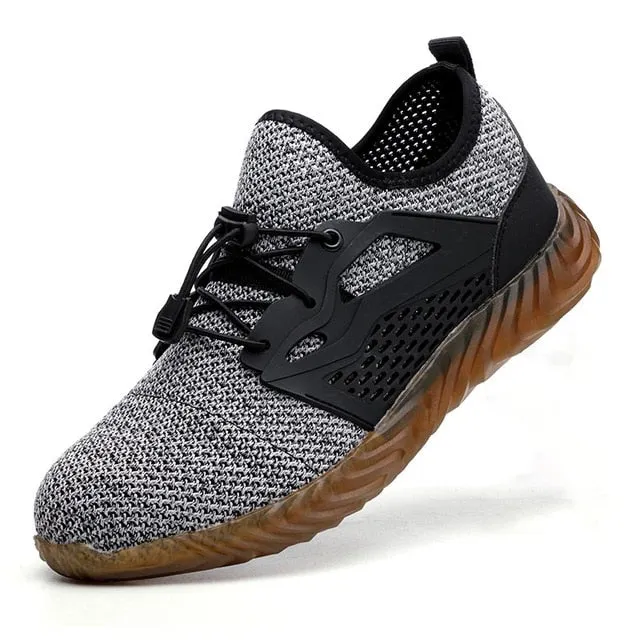 JACKSHIBO  Work Safety Shoes For Men Summer Breathable Boots Working Steel Toe Anti-Smashing Construction Safety Work Sneakers