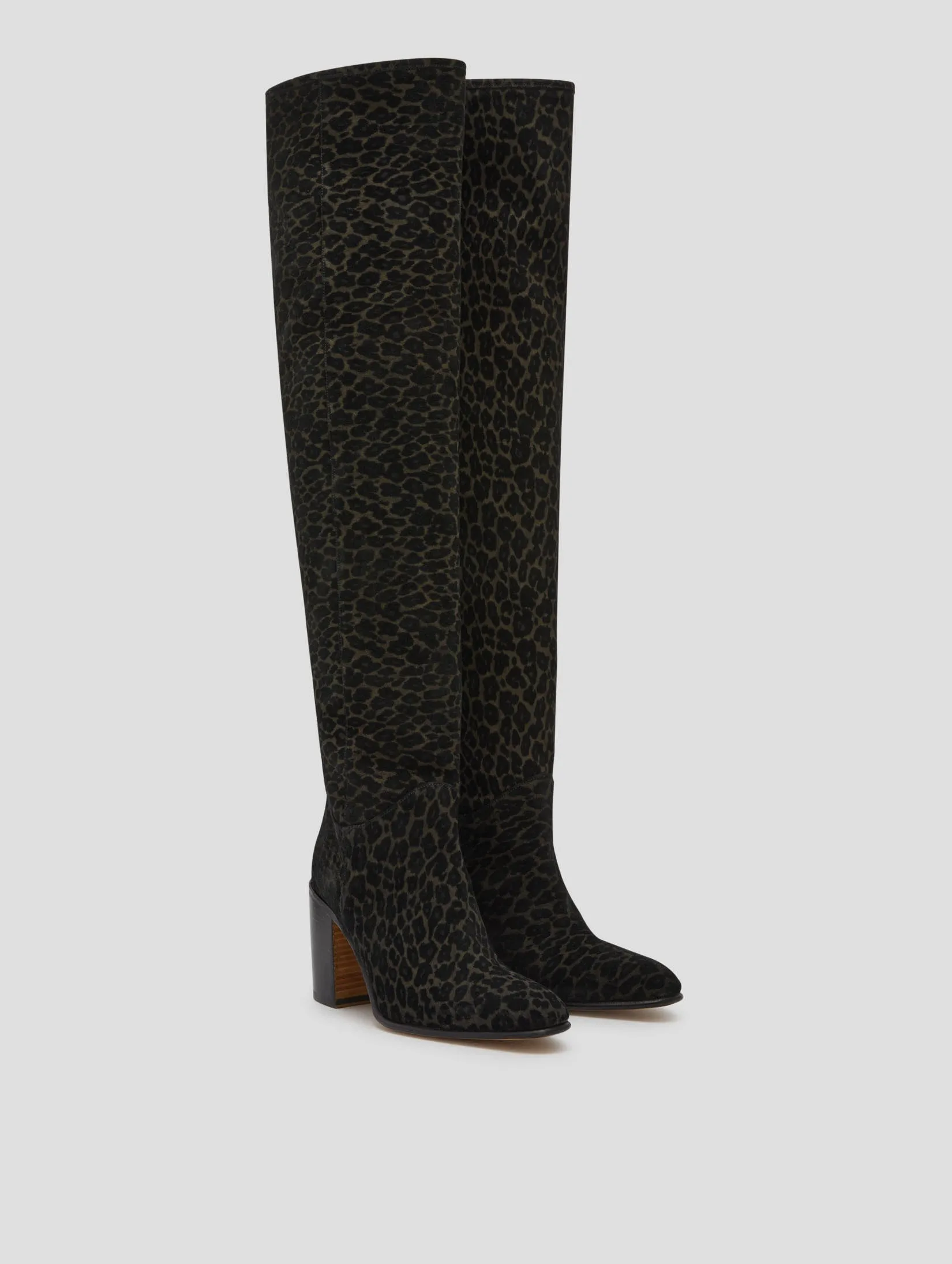 JANIS 80MM OVER THE KNEE BOOT IN LEOPARD SUEDE- Woman