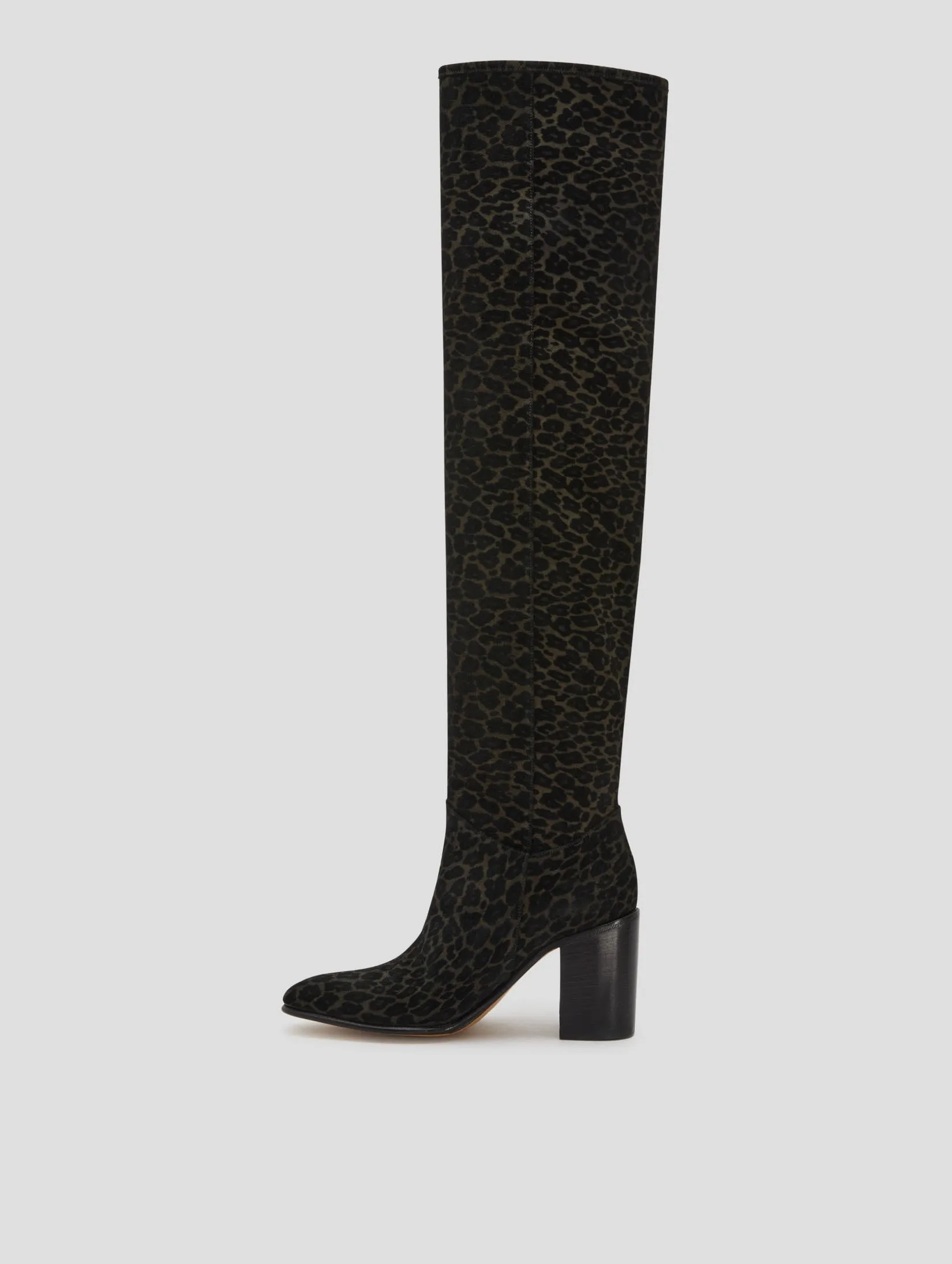 JANIS 80MM OVER THE KNEE BOOT IN LEOPARD SUEDE- Woman