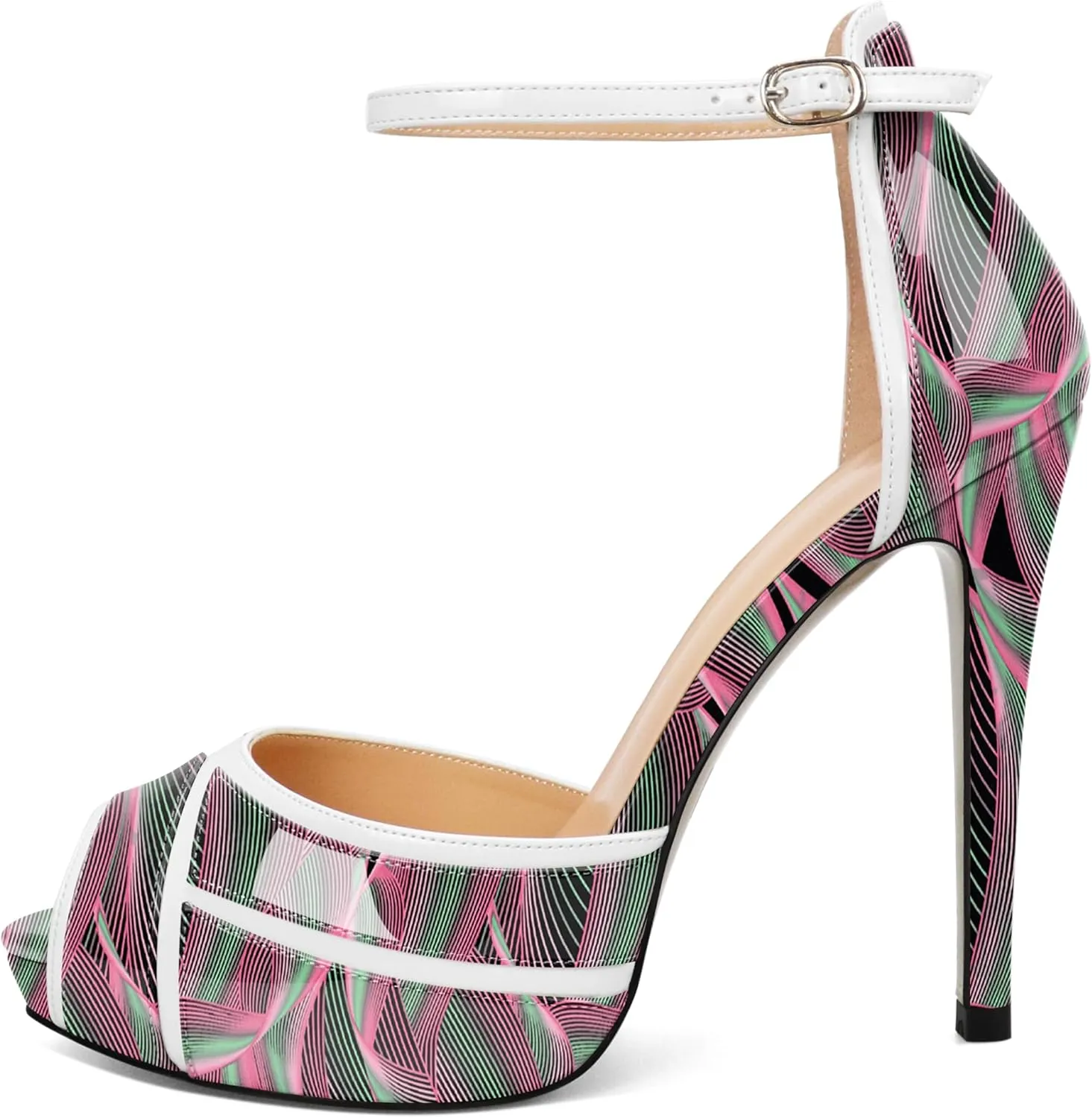 Joseywade Women Peep Toe Platform Heeled Sandals Stiletto High Heels Ankle Strap Party Wedding 5 Inch Dress Shoes