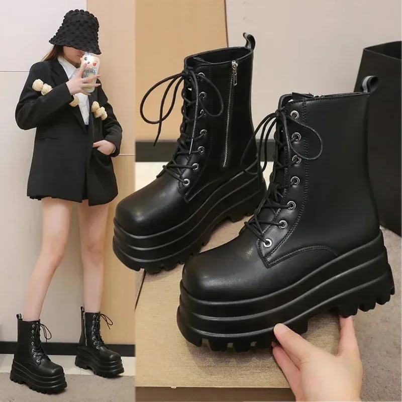Joskaa 2024 Hot Fashion Platform Boots Thick Heel Ankle Boots Punk Goth Style Cool Girl Boots Autumn Street Women Shoes