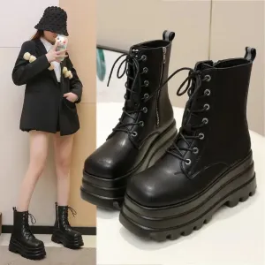 Joskaa 2024 Hot Fashion Platform Boots Thick Heel Ankle Boots Punk Goth Style Cool Girl Boots Autumn Street Women Shoes