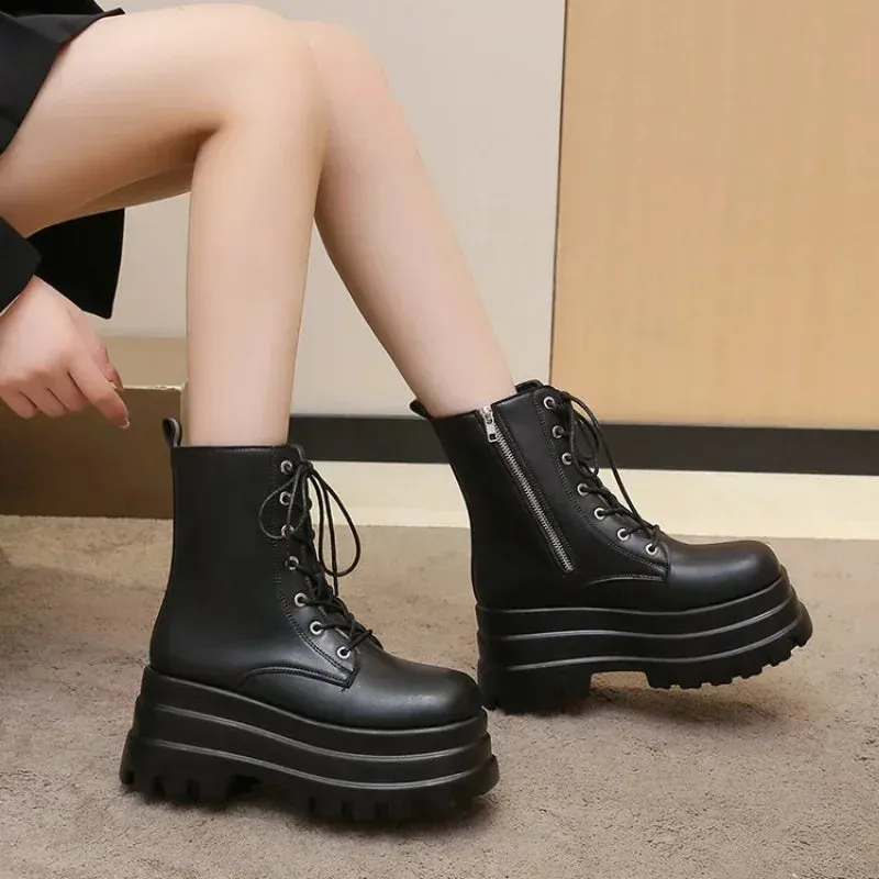 Joskaa 2024 Hot Fashion Platform Boots Thick Heel Ankle Boots Punk Goth Style Cool Girl Boots Autumn Street Women Shoes