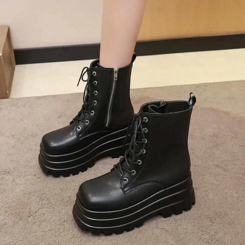 Joskaa 2024 Hot Fashion Platform Boots Thick Heel Ankle Boots Punk Goth Style Cool Girl Boots Autumn Street Women Shoes