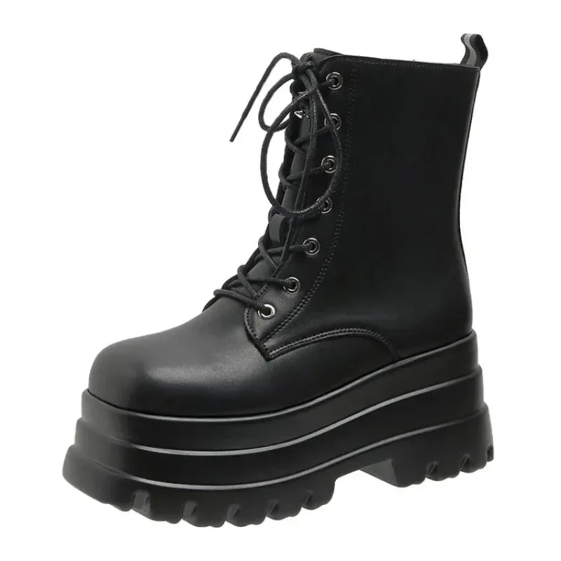 Joskaa 2024 Hot Fashion Platform Boots Thick Heel Ankle Boots Punk Goth Style Cool Girl Boots Autumn Street Women Shoes