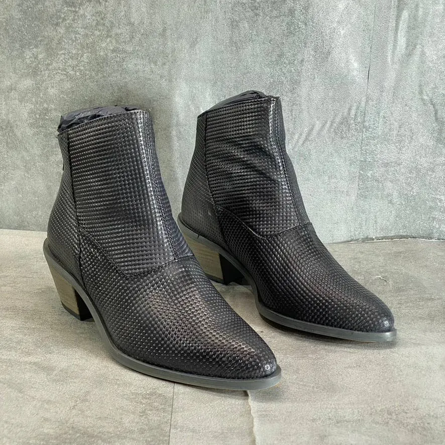 JOURNEE COLLECTION Women's Black Leather Cassie Pointed-Toe Block-Heel Booties