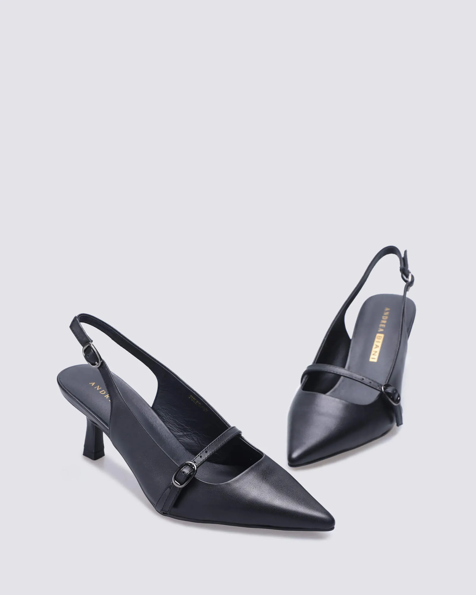 JULES SLINGBACK HEELS BLACK LEATHER