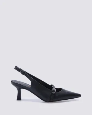JULES SLINGBACK HEELS BLACK LEATHER