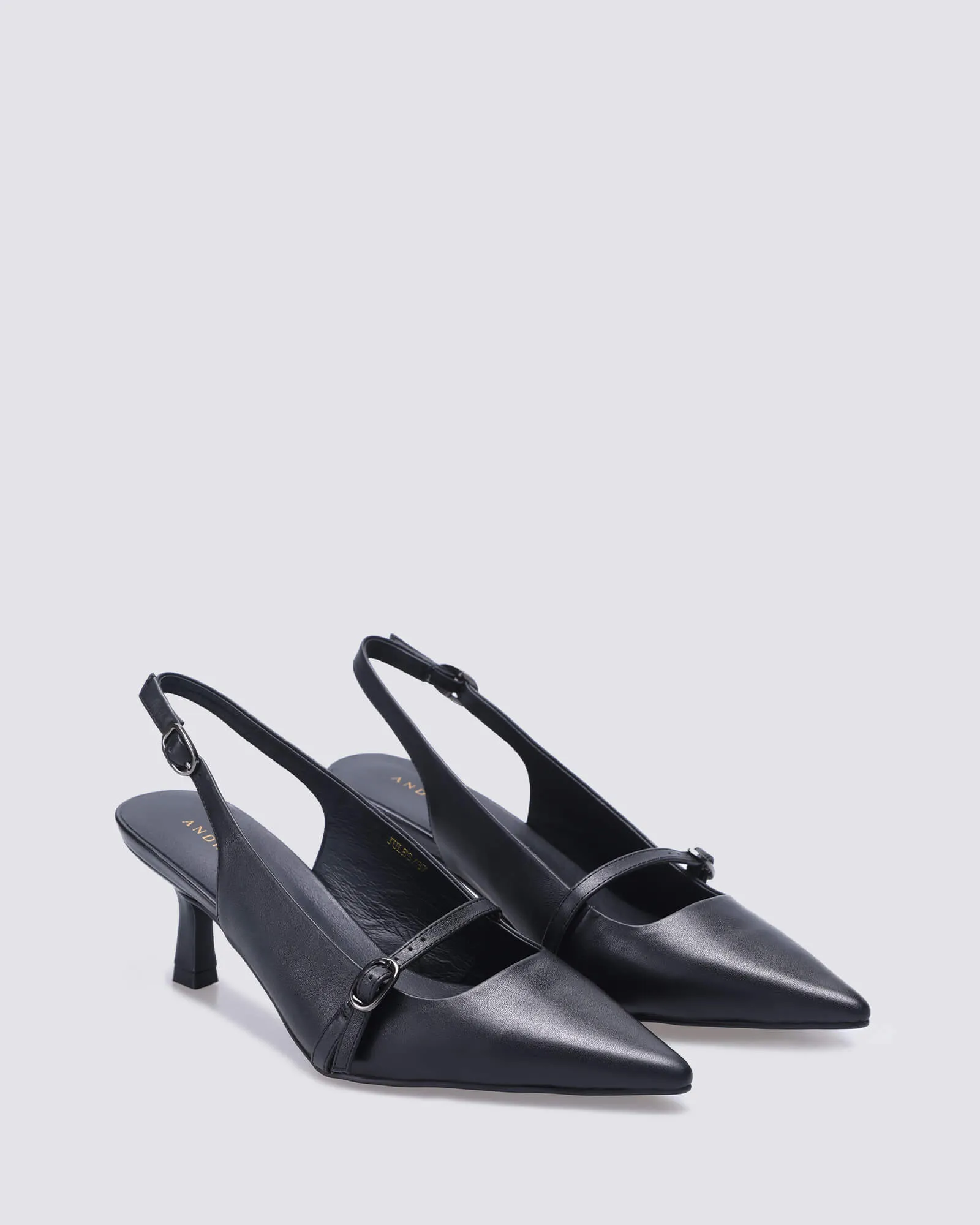 JULES SLINGBACK HEELS BLACK LEATHER