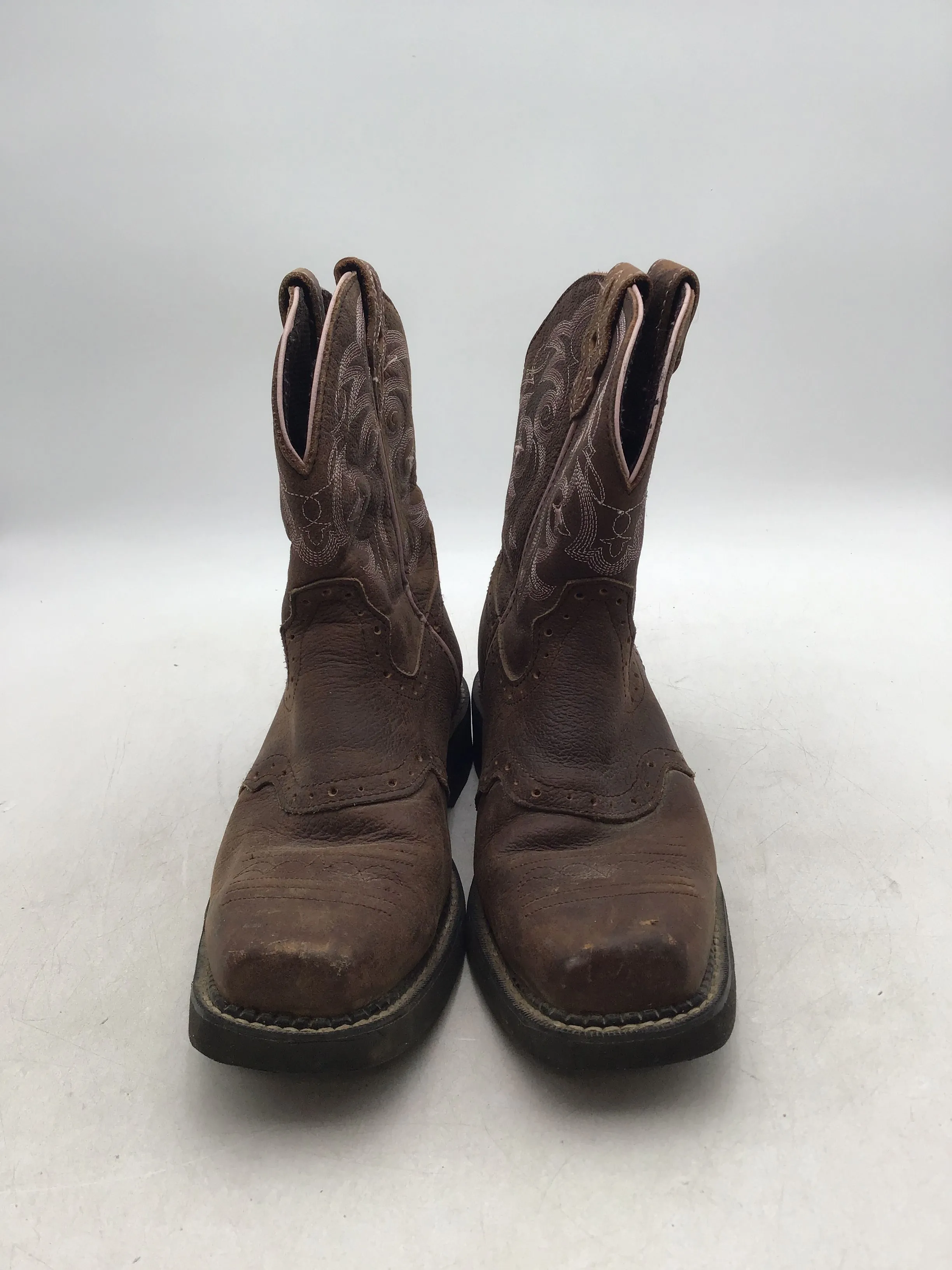 Justin Women's Gypsy L9965 Brown Leather Mid-Calf Cowgirl Western Boots - Sz 9B