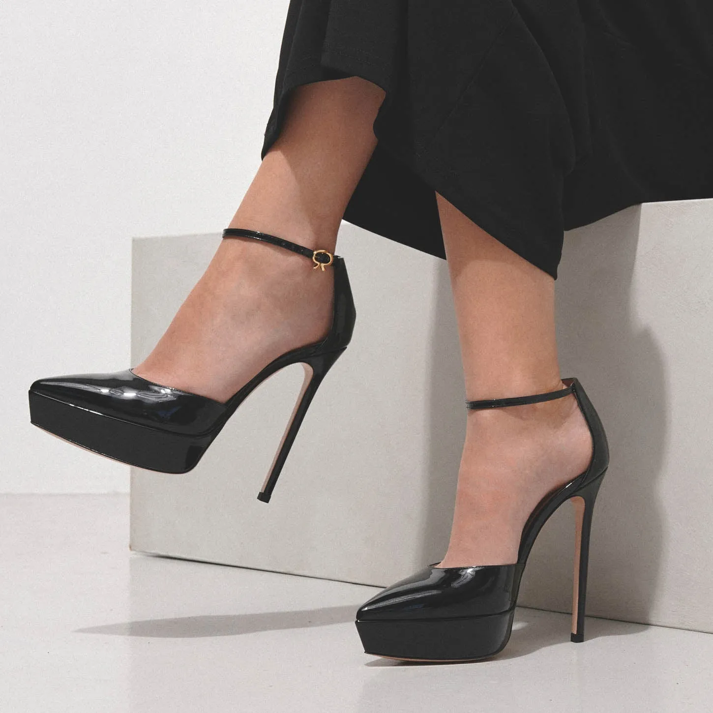 Kasia black patent platform pumps