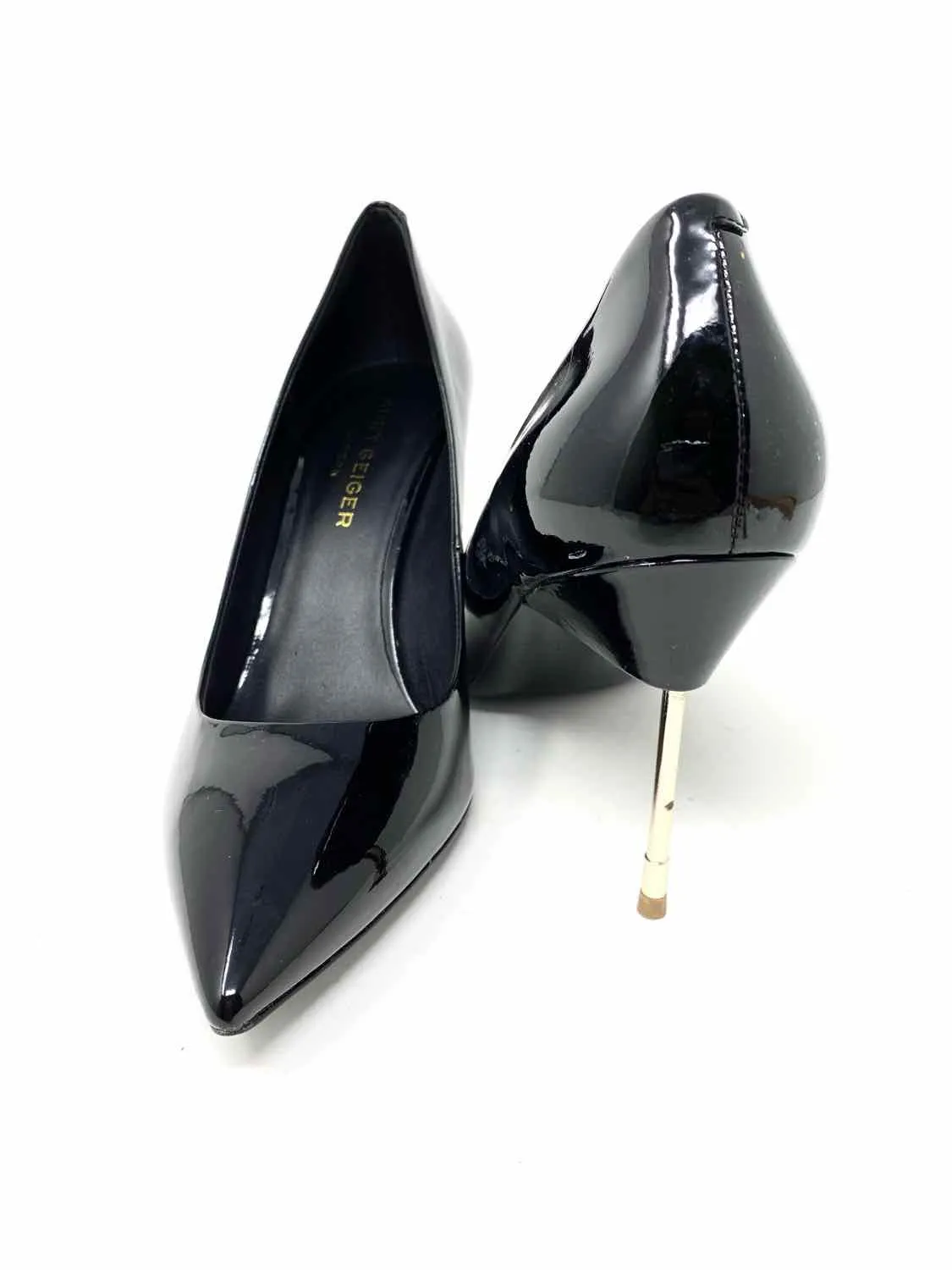 Kurt Geiger Women's Black/Gold Pointed Patent Leather Date Night Pumps