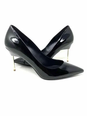 Kurt Geiger Women's Black/Gold Pointed Patent Leather Date Night Pumps