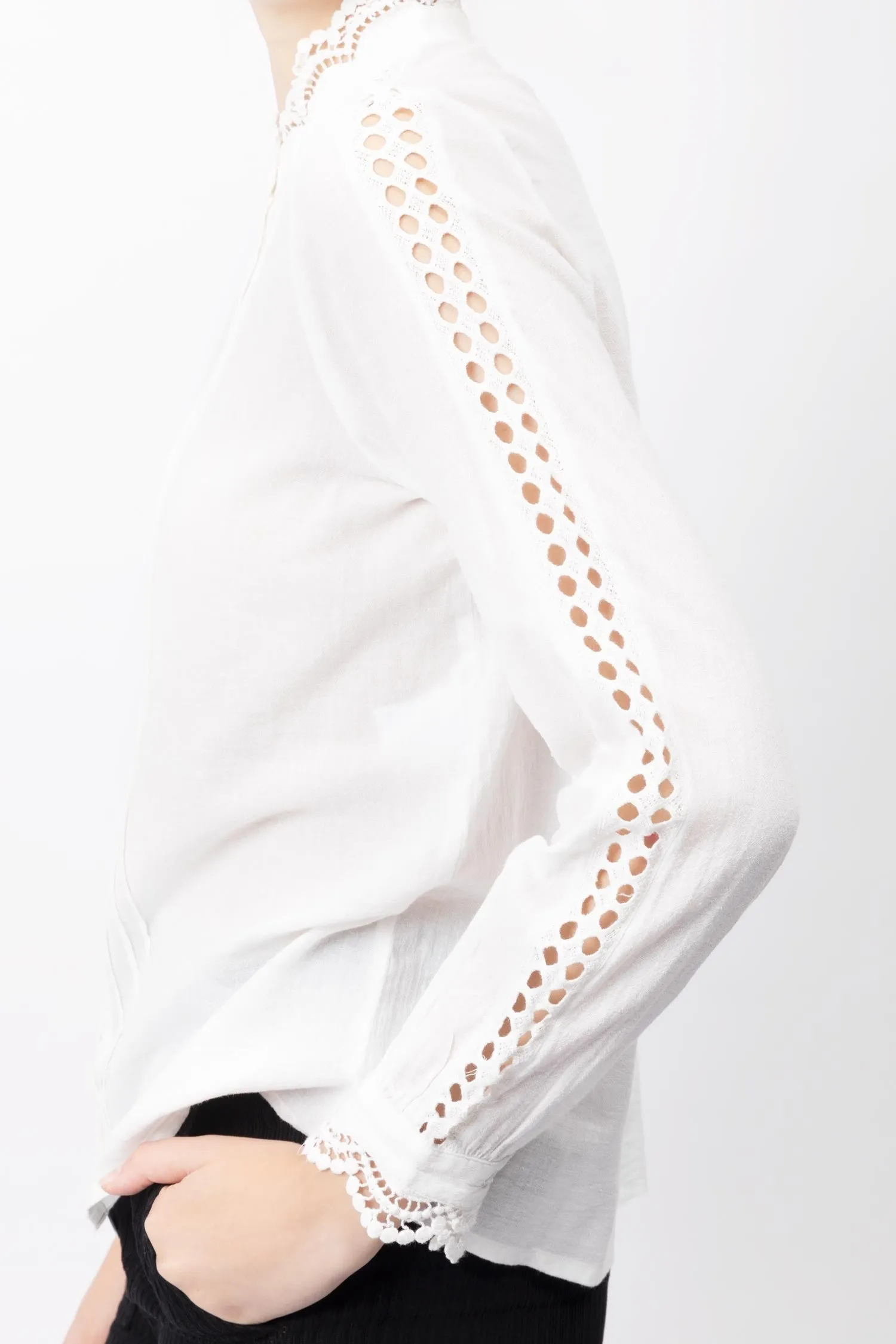 Lace Trimmed Cotton Shirt