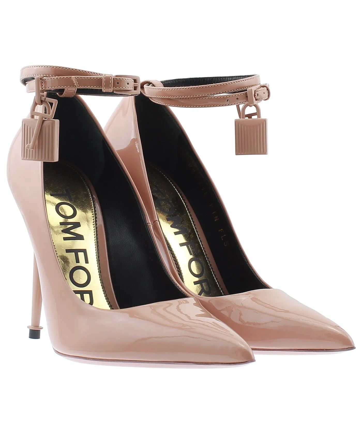Lacquered Patent Leather Padlock Pumps