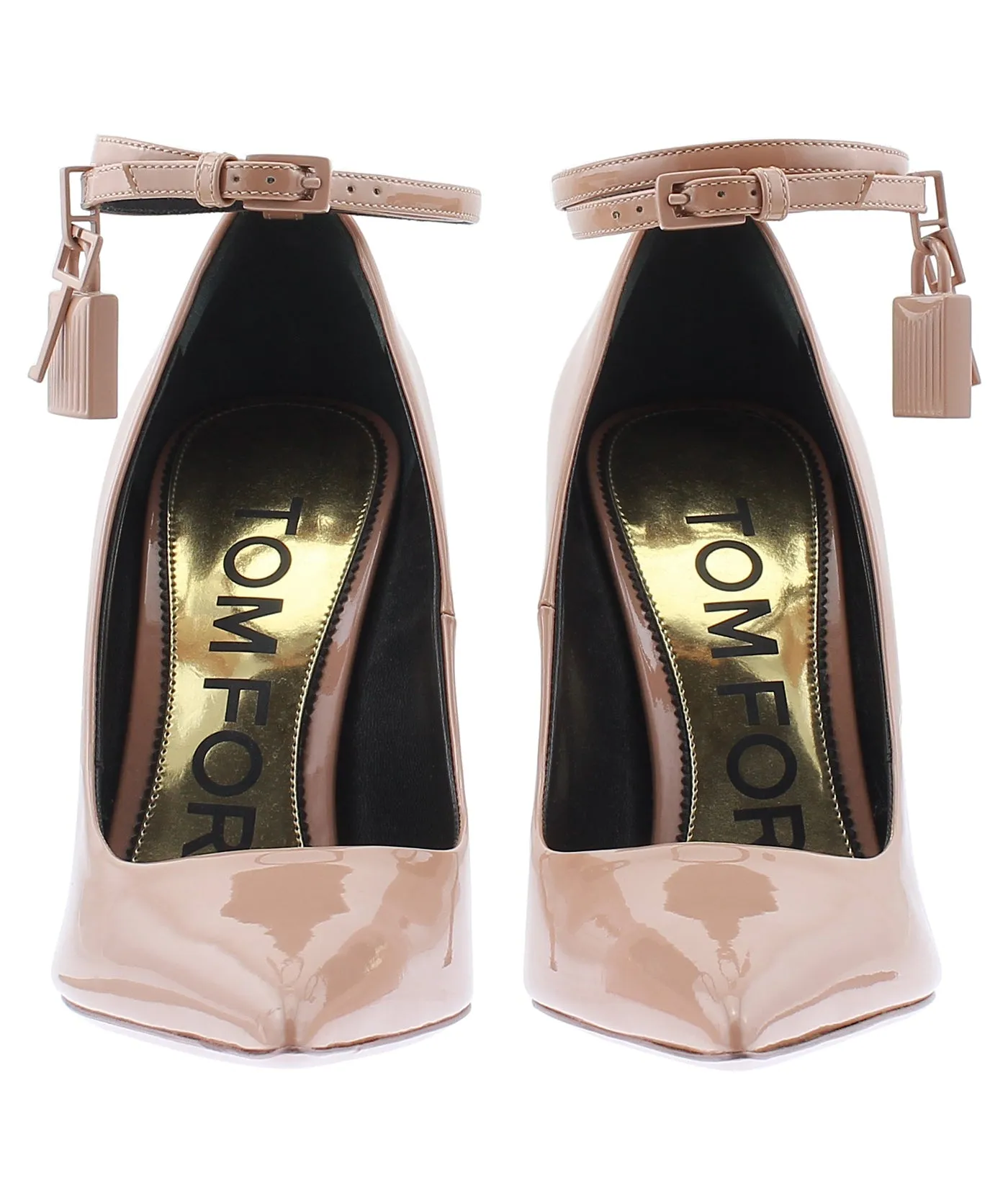 Lacquered Patent Leather Padlock Pumps
