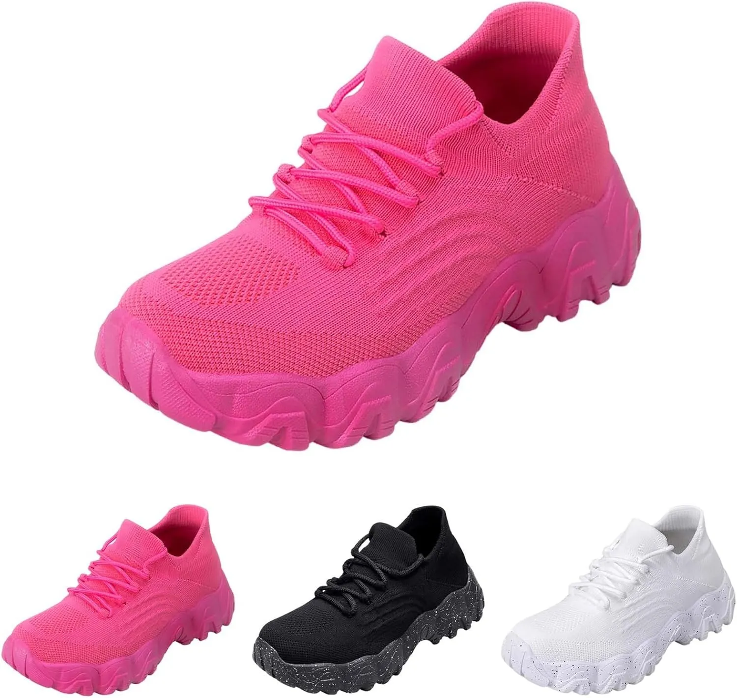 Ladies Mesh Orthopedic Sneakers Breathable Lace-up Walking Running Shoes Comfortable Tennis Shoes Non Slip Lightweight Casual Womens Thick Sole Sneaker