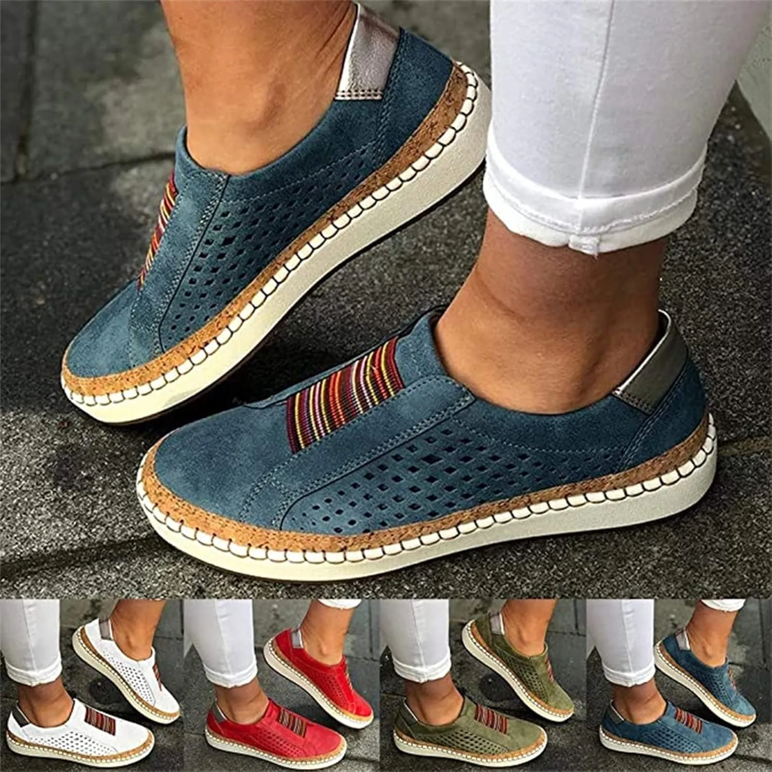 Ladmiple Sneakers For Women Slip On Walking Shoes Casual Cute Fashion Comfortable Dressy Summer Non Slip Flats Loafers