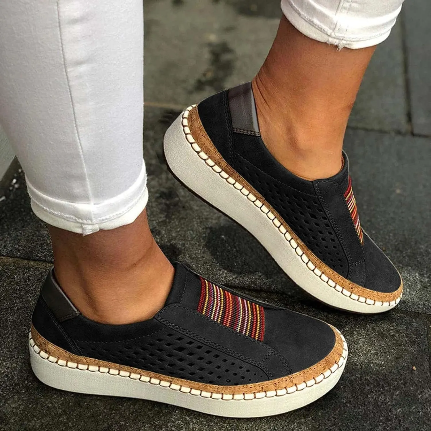 Ladmiple Sneakers For Women Slip On Walking Shoes Casual Cute Fashion Comfortable Dressy Summer Non Slip Flats Loafers