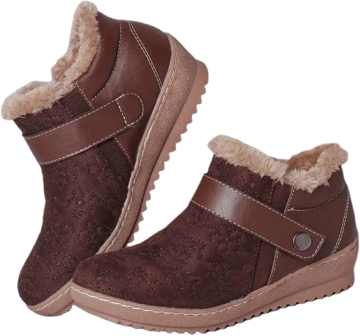 Ladmiple Snow Boots For Women Wide Width Winter Warm Ankle Booties Lace Up Outdoor Fur Lined Comfortable Fashion Shoes