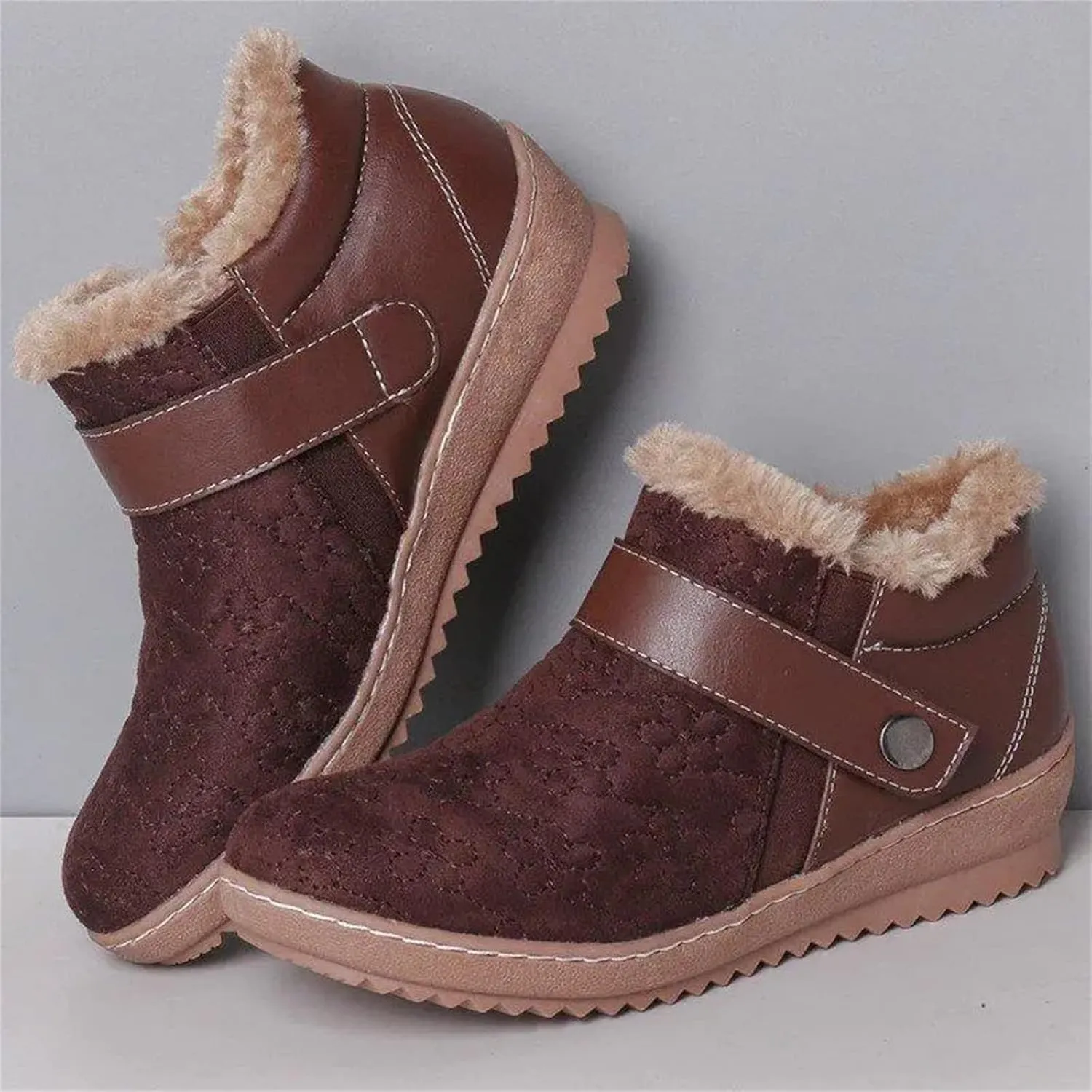Ladmiple Snow Boots For Women Wide Width Winter Warm Ankle Booties Lace Up Outdoor Fur Lined Comfortable Fashion Shoes