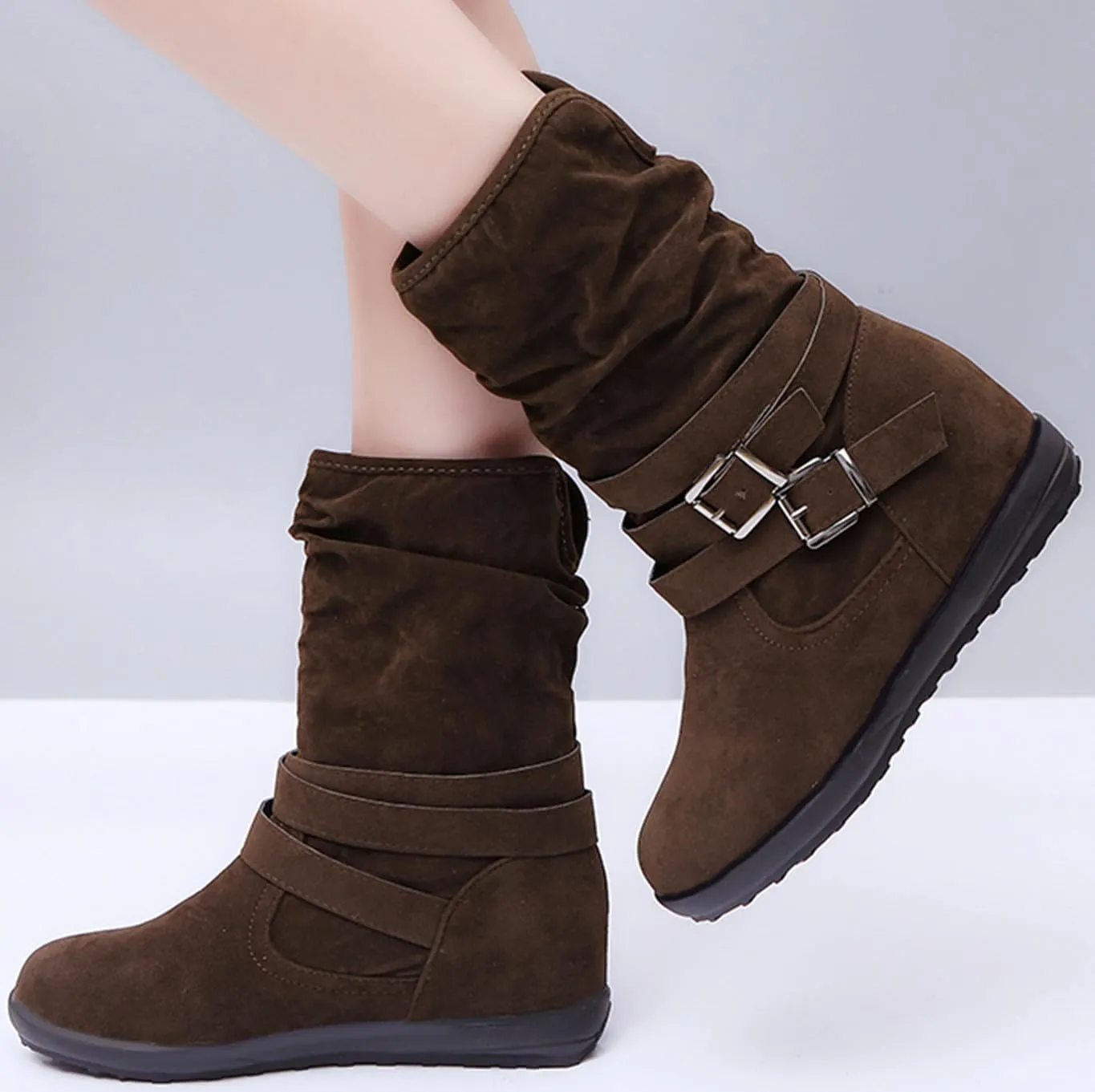 Ladmiple Winter Boots For Women Cute Snow Boots Fashion Casual Warm Outdoor Classic Faux Fur Lined Slip On Ankle Boots