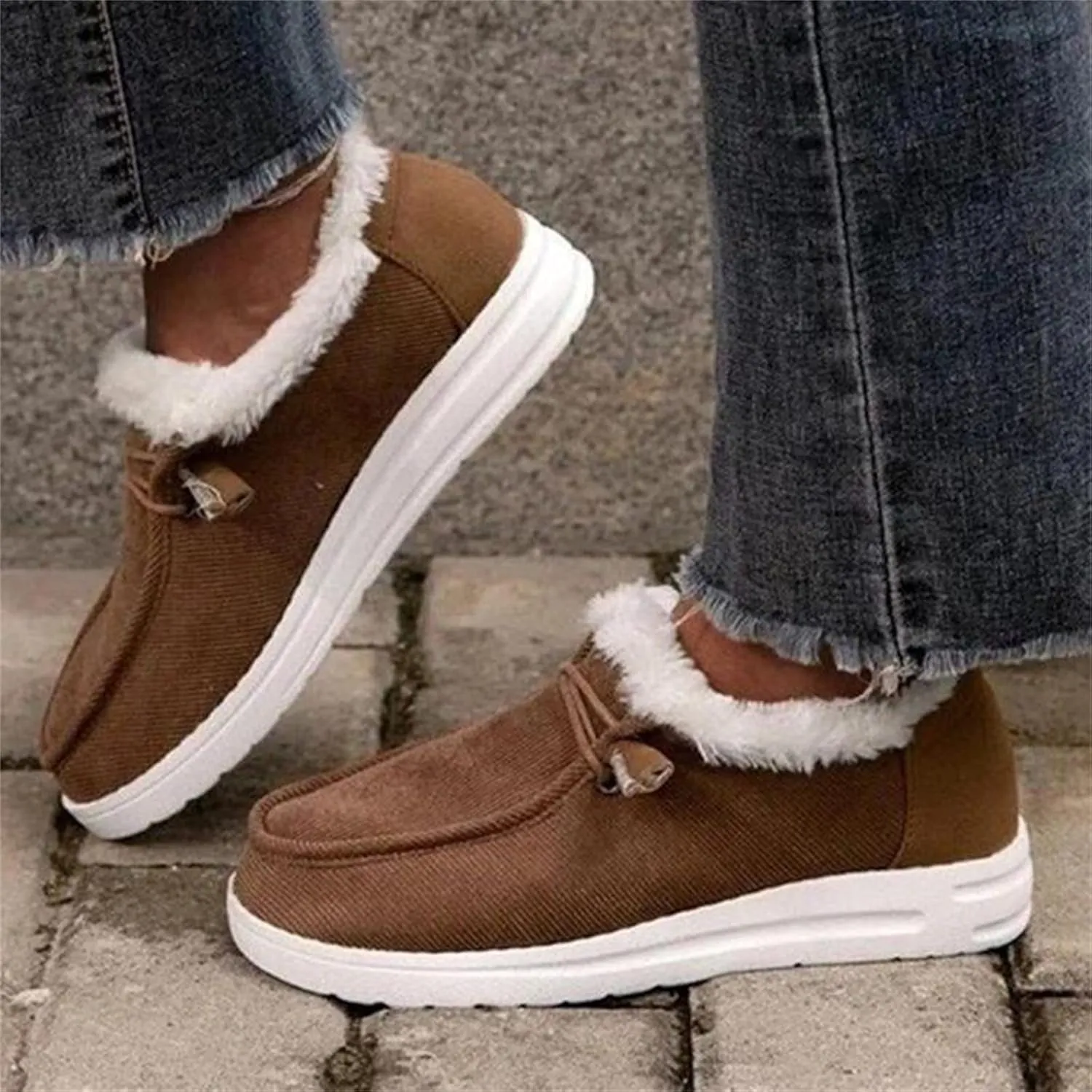 Ladmiple Winter Boots For Women Cute Snow Boots Fur Lined Warm Slip On Ankle Booties Outdoor Anti Slip Walking Shoes