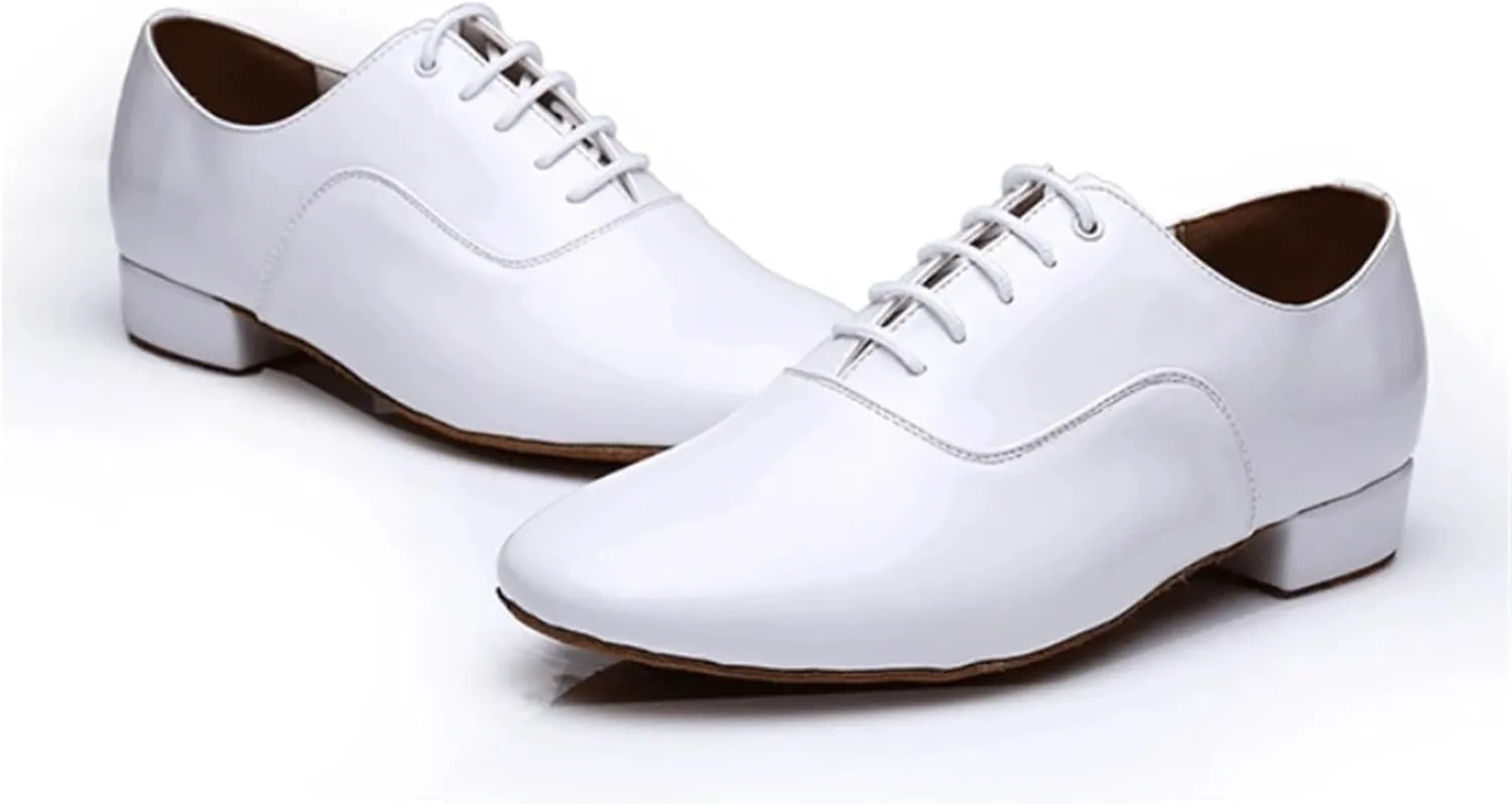 Latin Dance Shoes Man Male Sneaker Men's Latin Dance Shoes Modern Dance Hall Tango Man National Standard Dance Shoes(White,37)