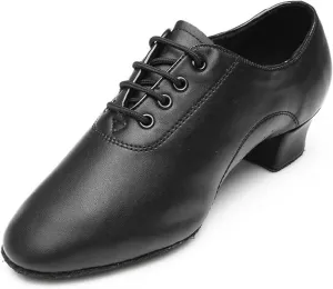 Latin Dance Shoes Man Men's Soft Leather Ballroom Dance Shoes Children's Latin Dance Shoes Boys Adult Teacher Shoes Jazz Dance Shoes(3.5cm Black Matte,31)