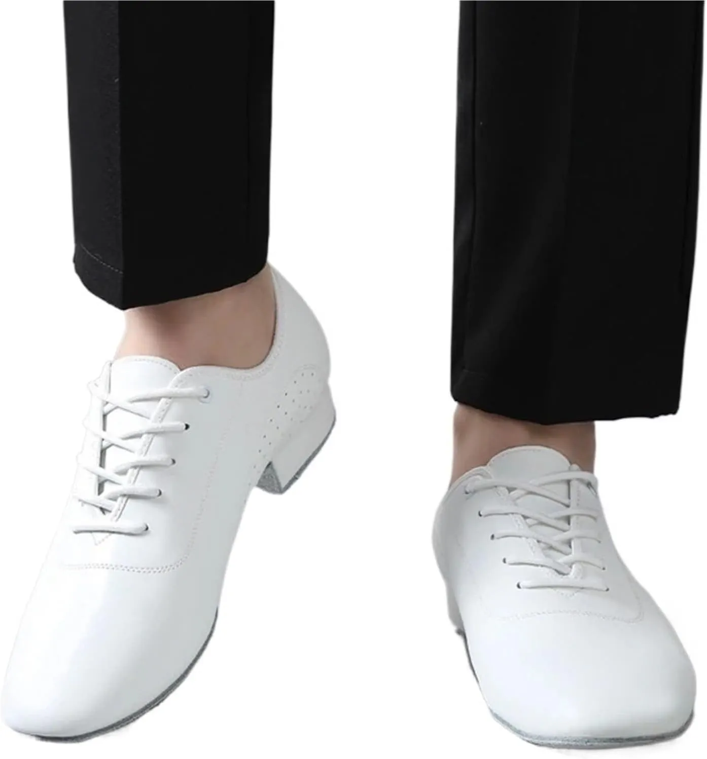 Latin Dance Shoes Man White Black PU Leather Men's Ballroom Dance Shoes Salsa Tango Dance Shoes Latin Dance Shoes Men(Indoor Black,41)