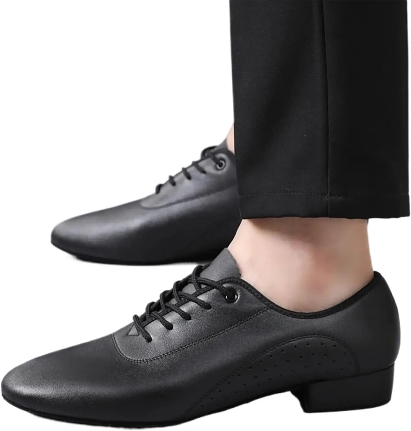 Latin Dance Shoes Man White Black PU Leather Men's Ballroom Dance Shoes Salsa Tango Dance Shoes Latin Dance Shoes Men(Indoor Black,41)
