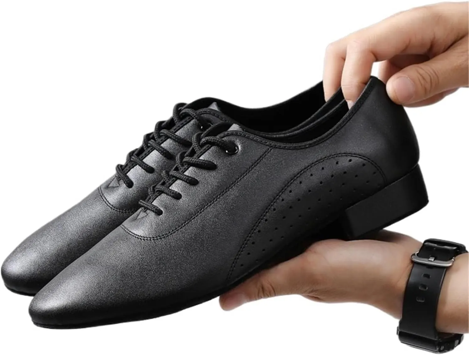 Latin Dance Shoes Man White Black PU Leather Men's Ballroom Dance Shoes Salsa Tango Dance Shoes Latin Dance Shoes Men(Indoor Black,41)