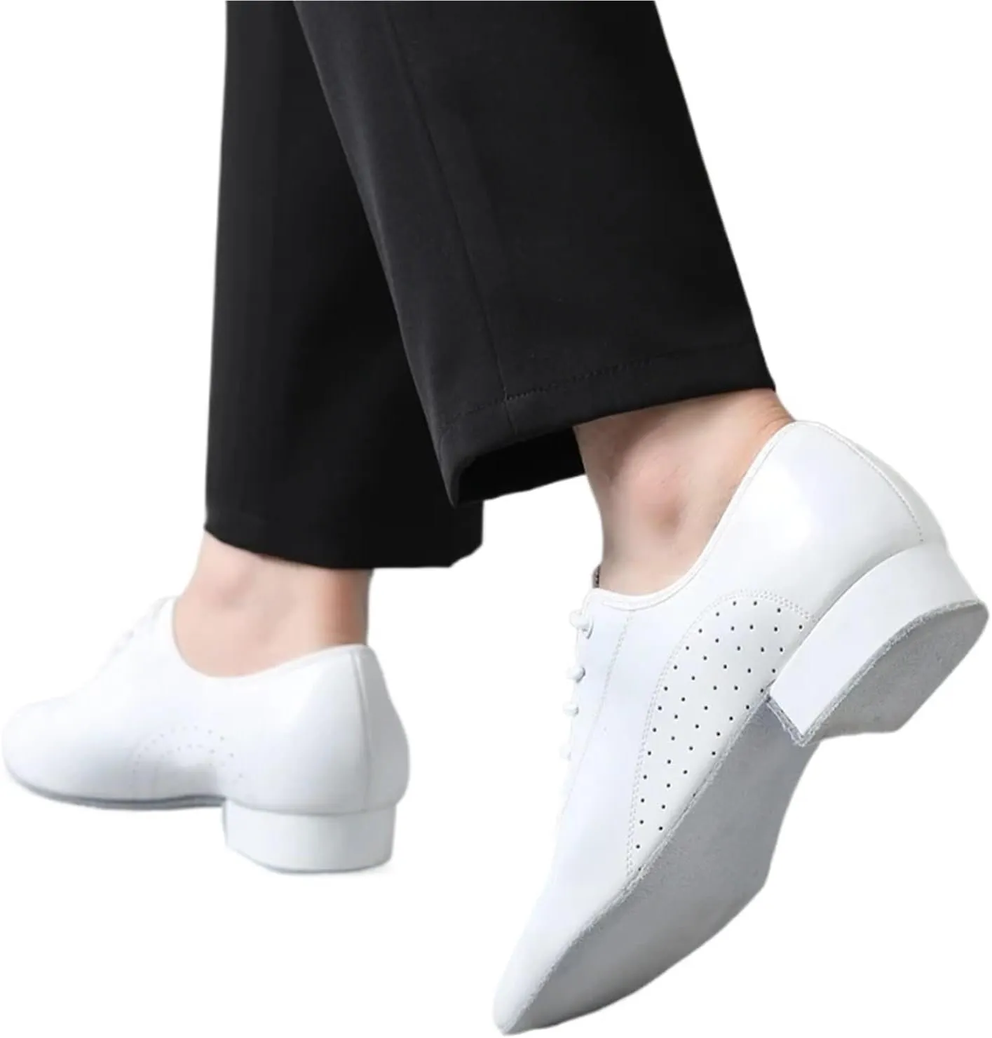 Latin Dance Shoes Man White Black PU Leather Men's Ballroom Dance Shoes Salsa Tango Dance Shoes Latin Dance Shoes Men(Indoor Black,41)