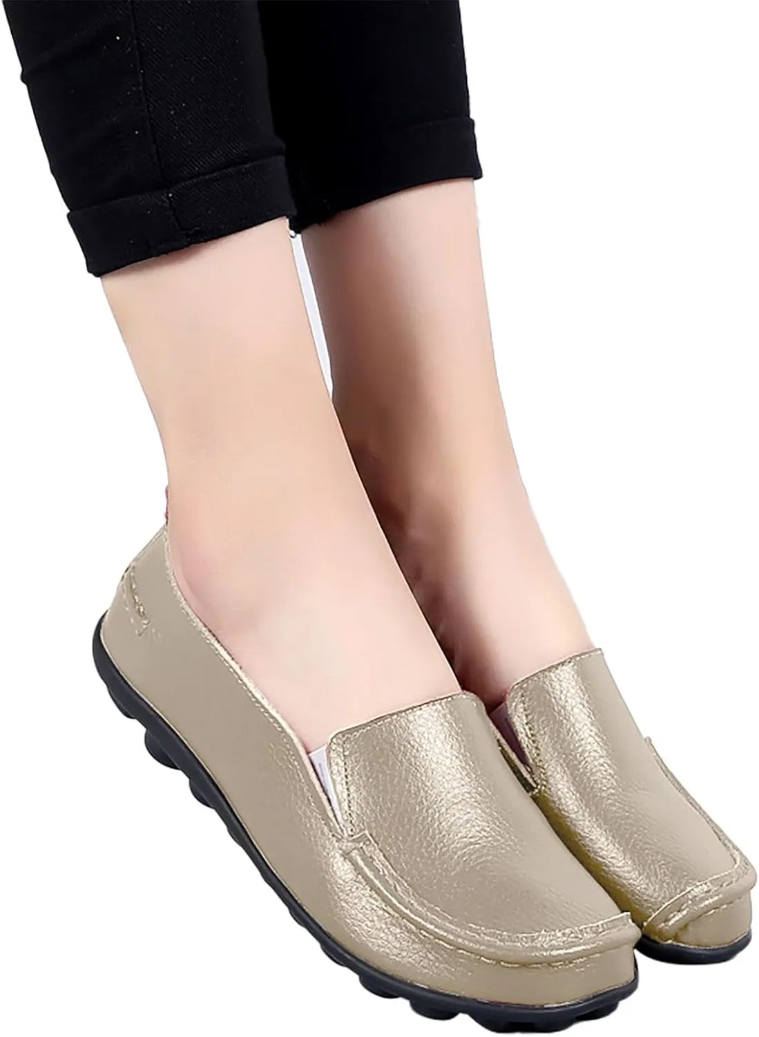 Leather Loafers Women Retro Cute Dress Lug Sole Flats Shoes Business Casual Comfortable Penny Loafers Shoes Slip On Flats