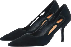LEHOOR Women Kitten Heel Pumps Pointed Toe Suede Stilettos High Heel Dress Shoes Rainbow Slip On 2.5Heels Cutout Sandals Multicolor Patchwork for Bridal Wedding Office Ladies Evening Party 4-11 M US